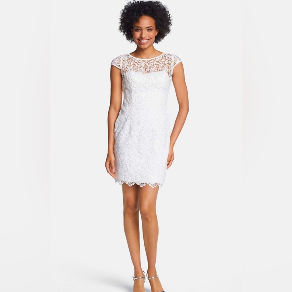 Adrianna Papell White Lace Cocktail Dress. Worn once, no damage.
